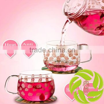 Heat resistant 650ml glass teapot with infuser and 2 cups fruit tea teapot flower teapot