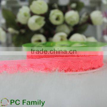 Neon pink elastic lace trimming