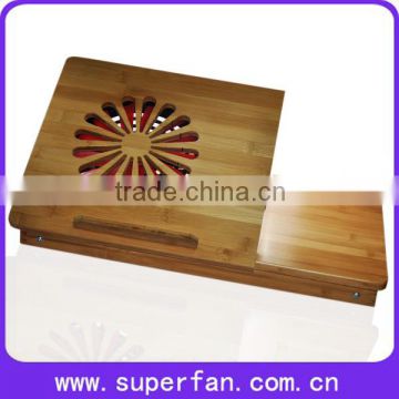 Eco-friendly natural bamboo notebook desk with cooling fan