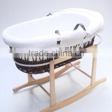 bassinet wicker baby basket with fabric and stand