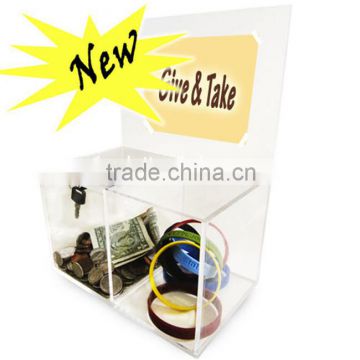 wholesale acrylic fundraising donation containers