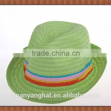Trendy customized logo band colors fedora hat