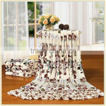 Super Soft Fleece Elegant White Roses Prints Throw Blankets for Sofa Couch Lounge Bed Bedding