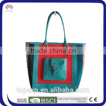 Durable Denim Tote Bag With Front Bag