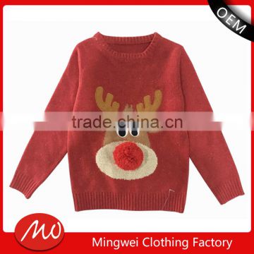 Kids hand knit pattern christmas novelty cashmere jumpers sweaters with best quality
