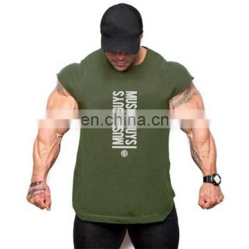 Custom logo Mens Summer Letter Print workout shirts Cut Off Tank Top