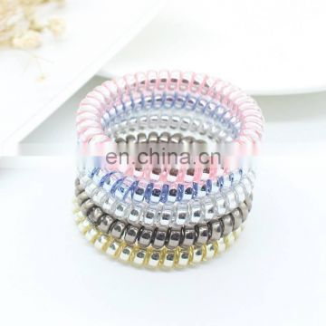 Triangle love heart Elastic Clear Telephone Wire Hair Bands Plastic Spring Gum For Hair Ties No Crease Coil Hair Tie