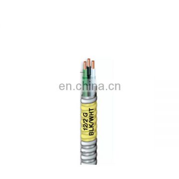 Type 12 Gauge 2 conductors MC solid Metal Clad Cable with Aluminum Armor and Green insulated Ground wire 12/2 12/3 price