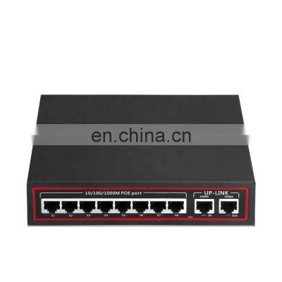 ODM&OEM  8 Port 1000M POE  Network Switch With 2 Port 1000M Network