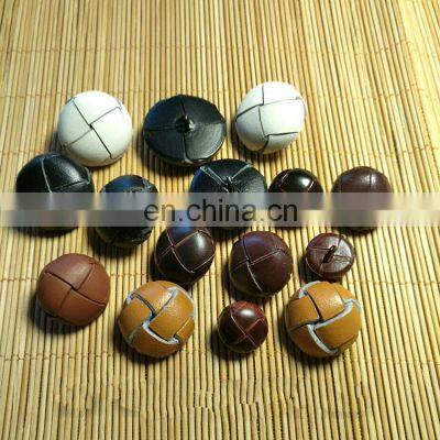 Half Ball Round Woman Hand-Crafted Lady Brown Black Coat Loop Genuine Real Leather Shank Button For Garment