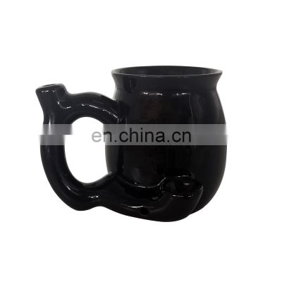 custom creative 3d ceramic smoking pipe coffee mug cup with pipe