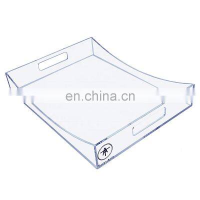 Custom Clear Acrylic Serving Tray Acrylic Curved Tray for Resturant or Home