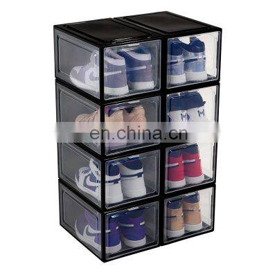 Drop Front Stackable Shoe Case Magnetic Amazon shoe case acrylic wholesale custom Clear Transparent shoe case storage box