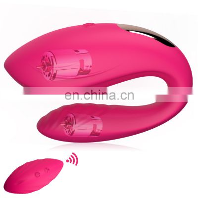 Wireless remote control vibrator with dual motors U Type 12 vibration modes vaginal clitoris stimulator sex toys for couples