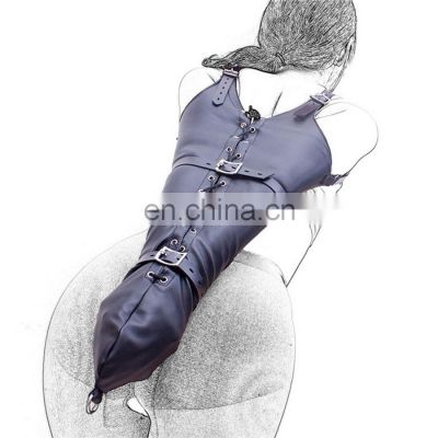 MELO PU Leather Over Shoulder Arm Binder Bondage Restraints Slave Lockable Glooves Sleeves Handcuff Armbinder Harness Sex Toys