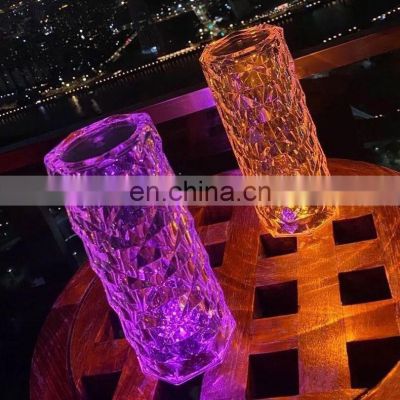Crystal Table Lamp Spanish Romantic Petal Crystal Lights  Rose Table Lamp Bedside Touch Night Light Party Lighting