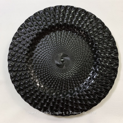 Black Plastic Peacock Charger plates Fancy Event Decoration For Wedding Table Setting