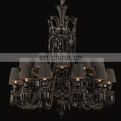 Luxury black glass arm crystal chandelier for living room decoration lighting bedroom modern pendant light chandeliers