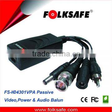 Single Channel Passive HD Video, Power & Audio Transmitter & Receiver ,Compatible with all HD-TVI, HD-CVI, AHD & CVBS cameras