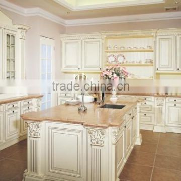 luxury champagne solid wood kitchen cabinets with island                        
                                                Quality Choice
