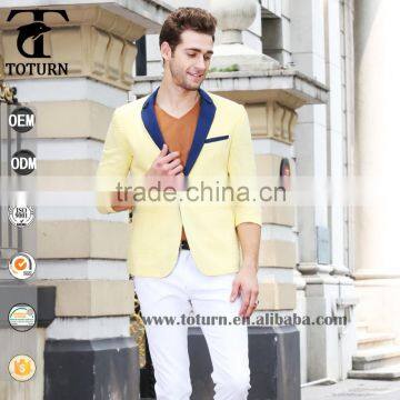 Toturn Mens Fashion Linen Blazer of Various Colors Single Button