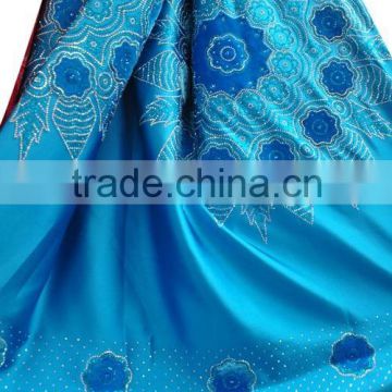 CL6303-6 new design high quality Silk material with velvet stone embroidreied 5 yard one piece for making new design dress
