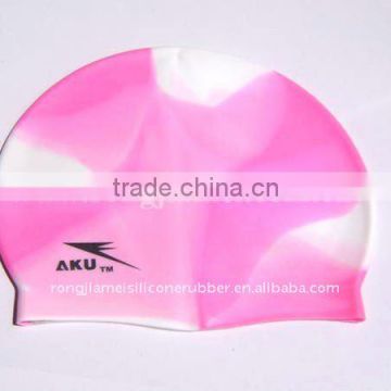 fashion mix colors silicone swimming cap for adults and kids