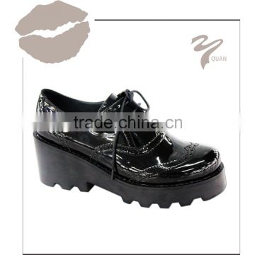 lace up patent PU black shoes