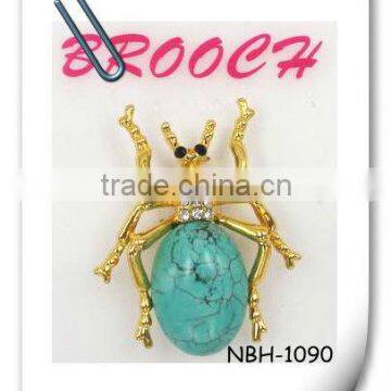 Fashion cute turquoise spider brooch with crystal stones