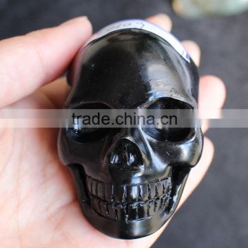 Natural Rock Black Obsidian Skull Hand Carved Crystal Skull