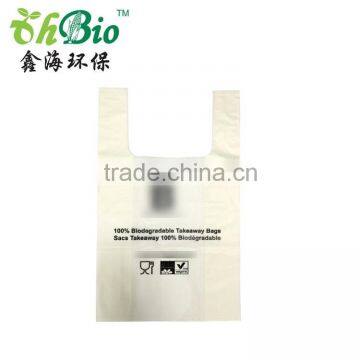 Certified ASTM D6400 Cornstarch T-shirt shopping bag for supermarket