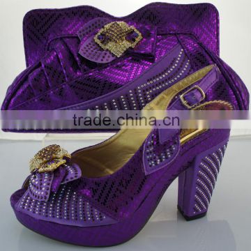 Hot sale african women's shoes design ladies handbag with ladies shoes of set 4 different colors