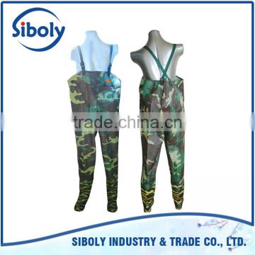 camouflage pvc waterproof chest high fishing waders used as angler fishing tackle