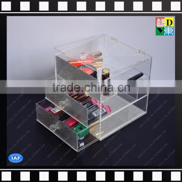 Modern acrylic makeup organizer plexiglass drawer cosmetic display with lip
