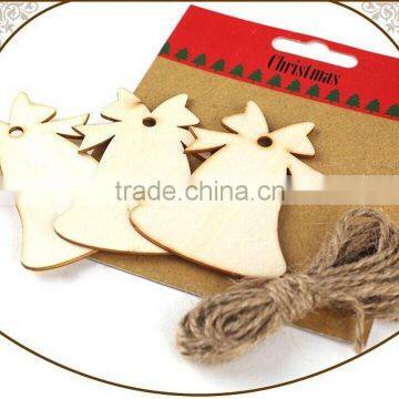 Jingle Bell Shape scented Wood Die Cut with Hemp Cord Scrapbook Decoration freshener