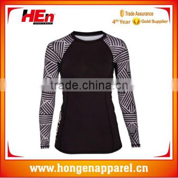 Hongen apparel custom sports sublimation ladies long sleeves rash guards with long pants