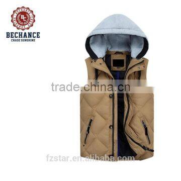 New style autumn man slim thicken warm plus size duck down vest with detachable hood