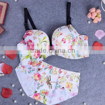 Floral print sexy fancy bra panty set ladies underwear sexy bra and panty new design women set bra underwear