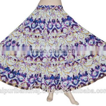 Indian Cotton Long Skirt With Block Print Work Skirt