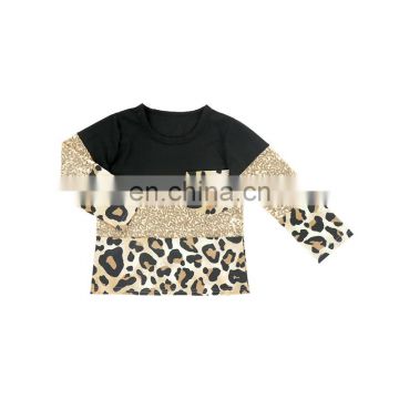 Leopard Patchwork Printed Daddy And Me Tops Long Sleeve One Pocket Design Baby Boys Shirt