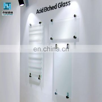 Factory wholesale fingerprint free acid etched tempered frosted glass for bathroom