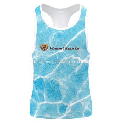 100% polyester sublimated singlet with light blue color