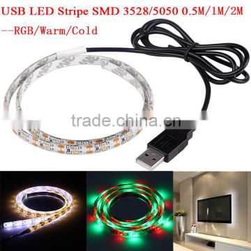 LED Strip TV Computer Background 5050 rgb waterproof led lights With USB Cable