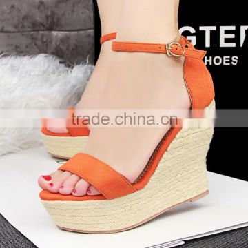 Summer Brand ladies Shoes Luxury Designer Hemp Rope Multi Colored Heels PU leather sexy Platform Wedge Sandals                        
                                                Quality Choice