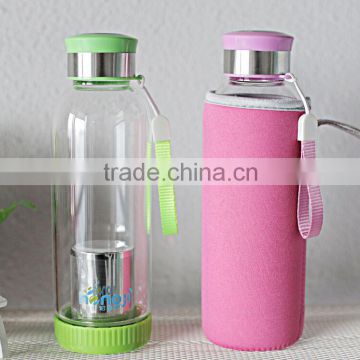 high temperature resistant glass, Tea infuser water bottle glass cup lemon Creative car gifts cups tea strainer sport bottle
