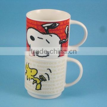 YF28030 Custom animal pattern printed stackable ceramic mug