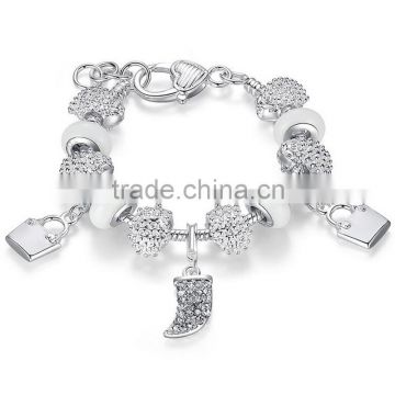 In stock new design fashion plating handmade brand Luxury metal rhinestone bracelet SKB1216