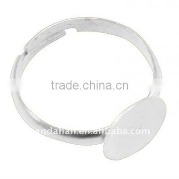 Brass Ring Components, Silver, Ring: about 3x14mm inner diameter, Tray: about 8mm in diameter(EC541-14-S)