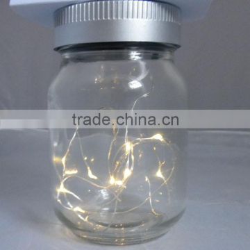 Decorative solar garden clear glass mason jar with led light