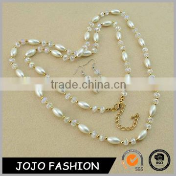 Magnetic fashion two layer jewelry set elegant pearl necklace set for wedding